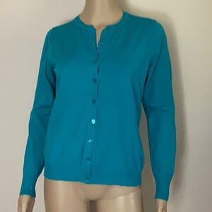 August Silk Lightweight Knit Cardigan Aqua Blue